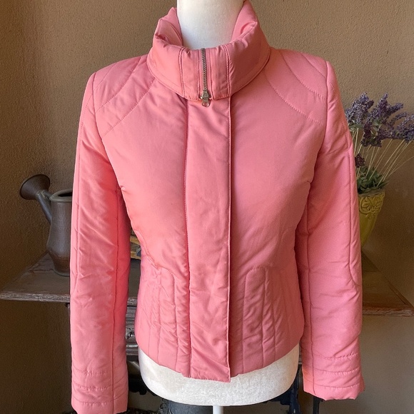 EUC! BCBGMaxazria Pink Cropped Puffer Coat, Jacket. Size XS - Picture 1 of 12